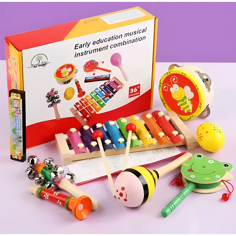 SET X8 INSTRUMENTOS MUSICALES MONTESSORI MADERA PARA NIÑOS - 1