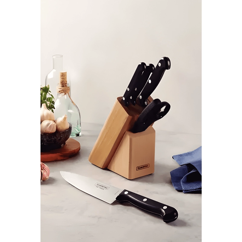 JUEGO CUCHILLOS LAMINAS ACERO INOXIDABLE, MANGOS NEGRO - 2