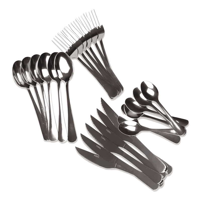 CUBIERTOS CUCHILLERIA SERVICIO SET 24 PCS COLOR DIEÑO #5 - 1