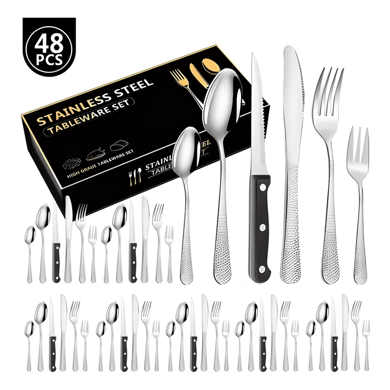 SET 48 PIEZAS CUBIERTOS CUCHILLERIA ACERO INOXIDABLE #6 - 2