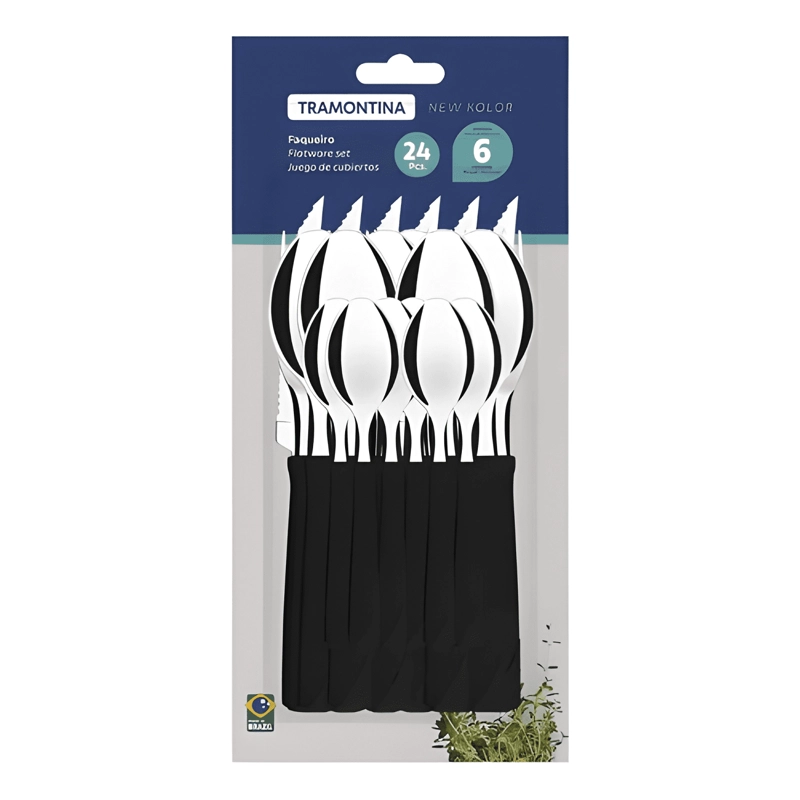 JUEGO DE CUBIERTOS NEW EN PLASTICO 24 PZAS NEGRO - 3