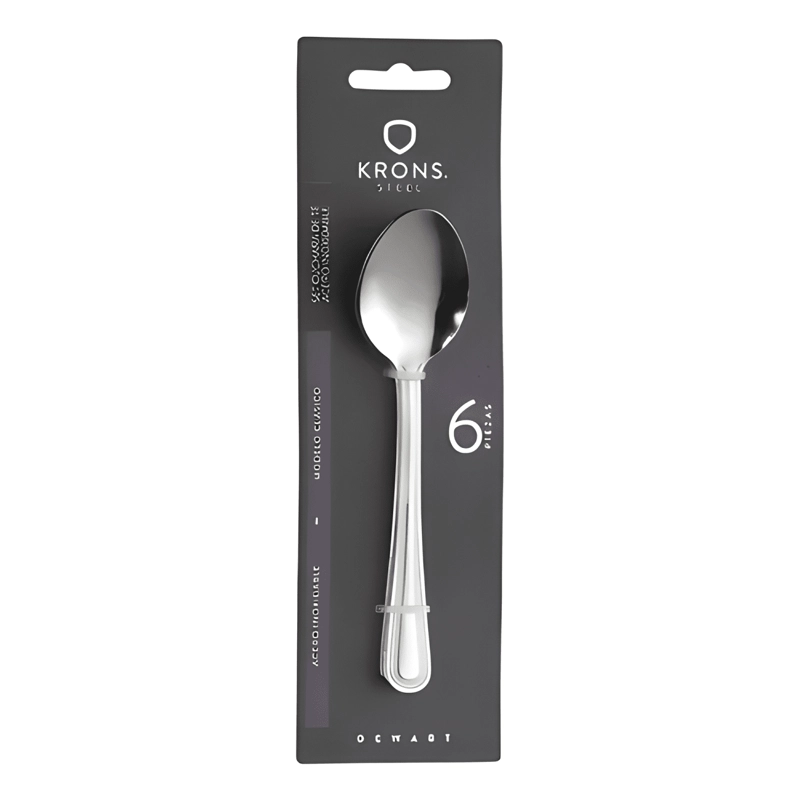 SET 6 CUCHARAS DE TE  ACERO INOXIDABLE BLISTER PLATEADO - 3
