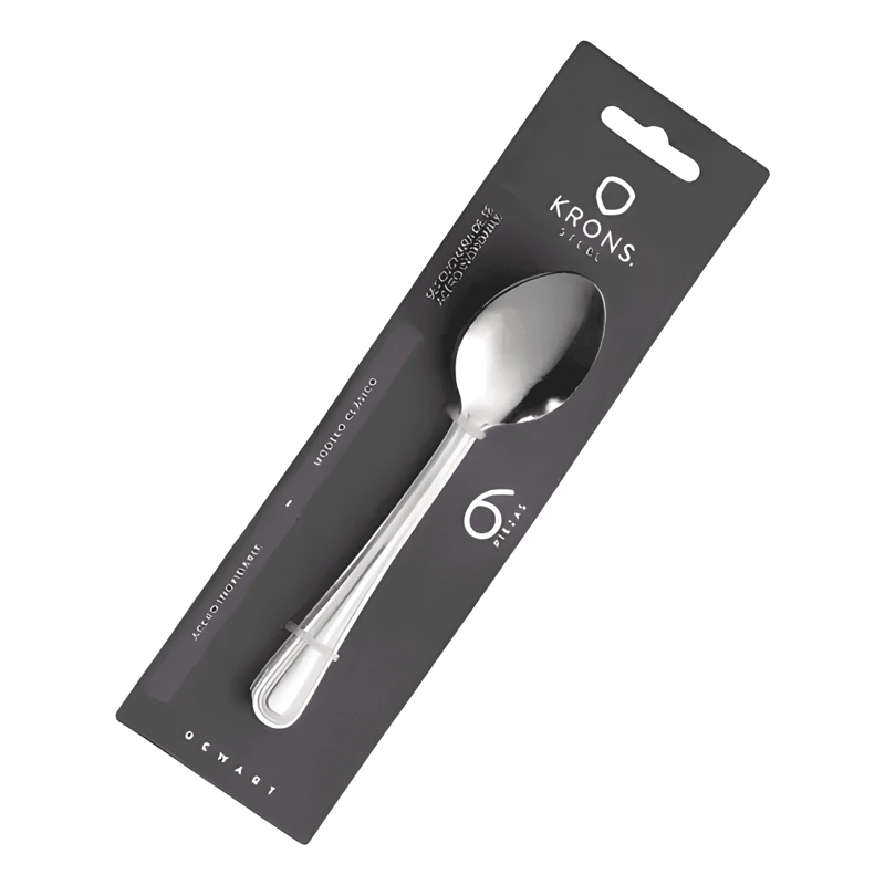 SET 6 CUCHARAS DE TE  ACERO INOXIDABLE BLISTER PLATEADO - 4