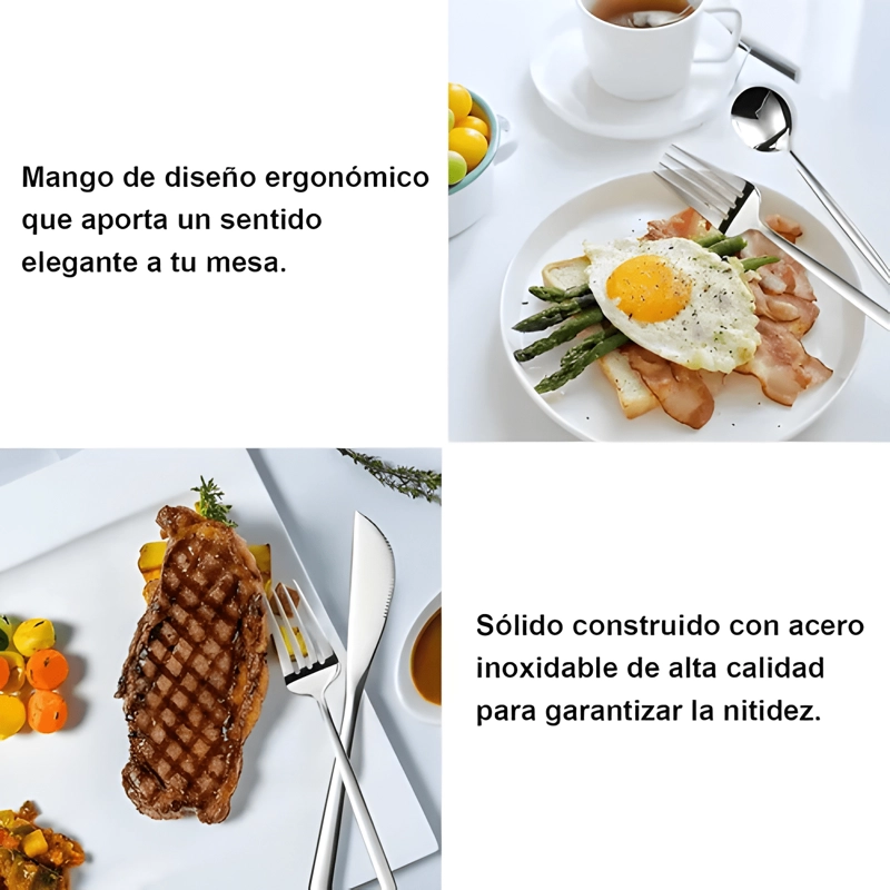 JUEGO DE CUBIERTOS DE 16 PIEZAS ACERO INOXIDABLE PLATEADO - 4