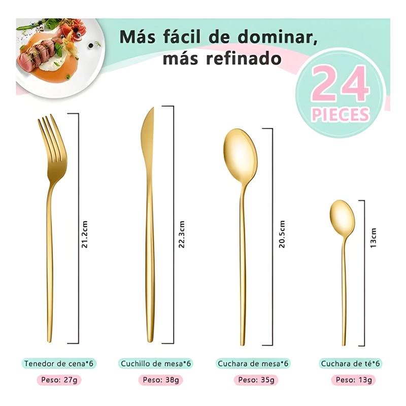 JUEGO DE CUBIERTOS DE 24 CUCHILLOS, CUCHARAS Y TENEDORES #1 - 2