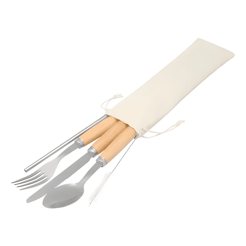 SET CUBIERTOS ECOLOGICOS 5 PIEZAS MTM MANGO MADERA MARRON - 1