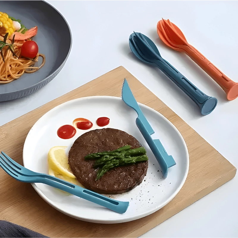 SET CUBIERTOS 3 EN 1 PORTATIL CUCHILLO TEN CUCHA FREE BPA - 4