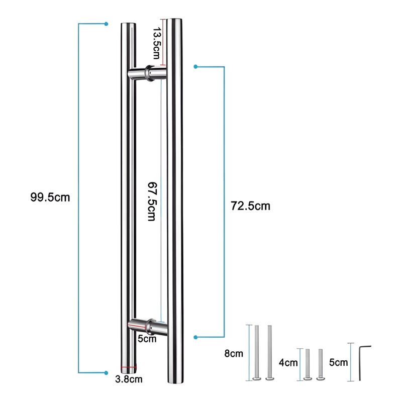 MANIJA DOBLE TIPO H INOX 100 CM PUERTA VIDRIO, PLATEADO #2 - 1