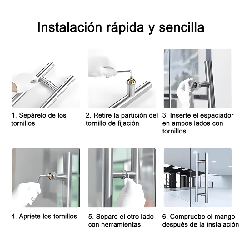 MANIJA DOBLE TIPO H INOX 100 CM PUERTA VIDRIO, PLATEADO #2 - 3