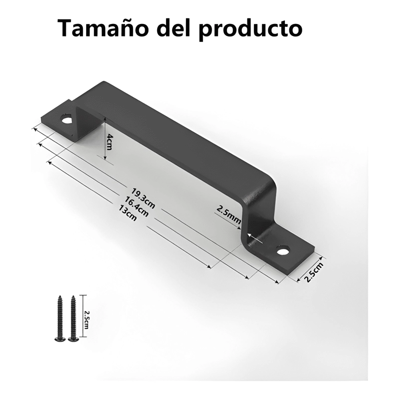 MANILLA ACERO AL CARBONO PUERTA GRANERO 19 CM 2PZ, NEGRO - 1