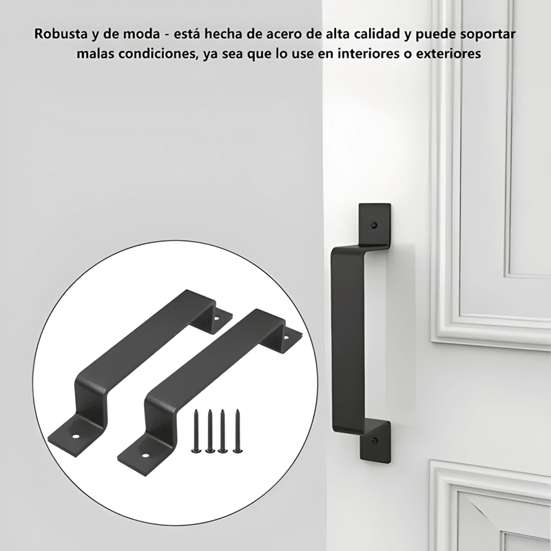 MANILLA ACERO AL CARBONO PUERTA GRANERO 19 CM 2PZ, NEGRO - 2