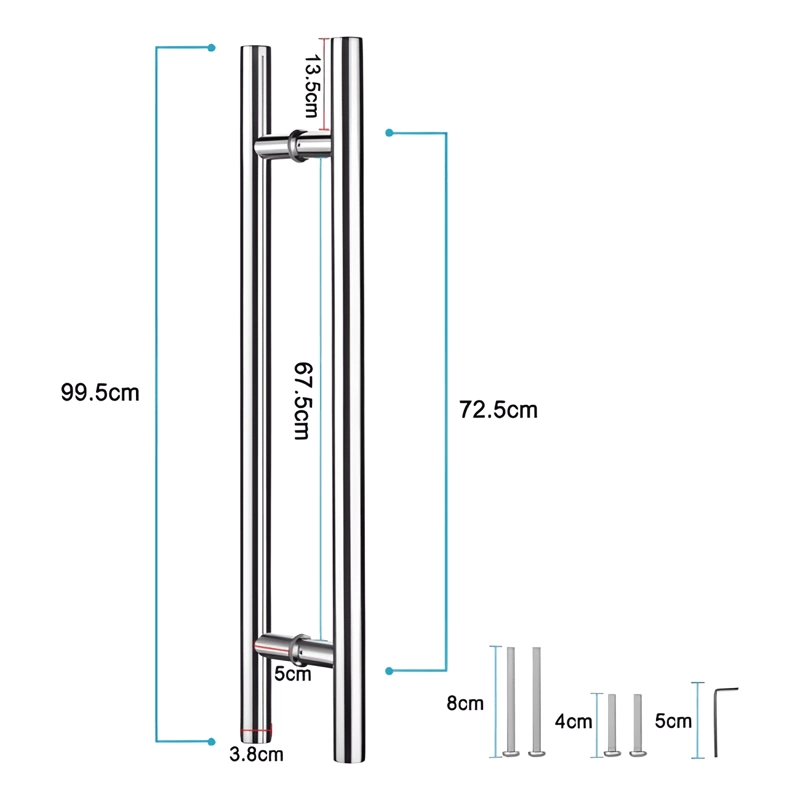 MANILLON DOBLE ACERO INOXIDABLE 100 CM PARA PUERTA MADERA #4 - 1