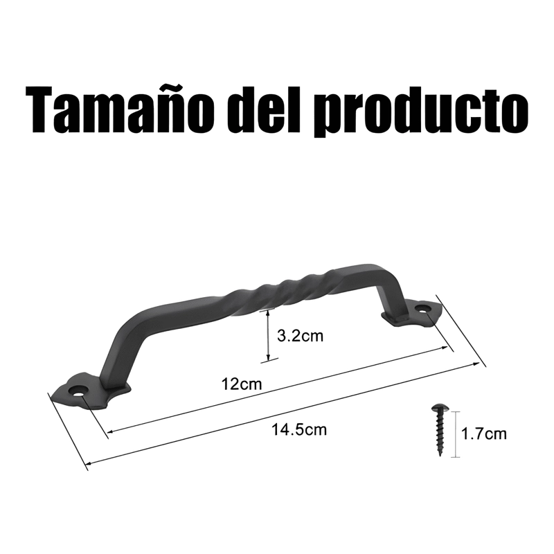 MANILLA TIRADOR RETRO FIERRO RETORCIDO PUERTA 14,5 CM 4U - 1