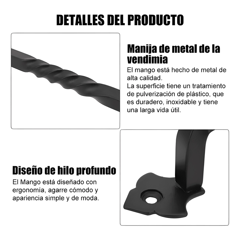 MANILLA TIRADOR RETRO FIERRO RETORCIDO PUERTA 14,5 CM 4U - 3