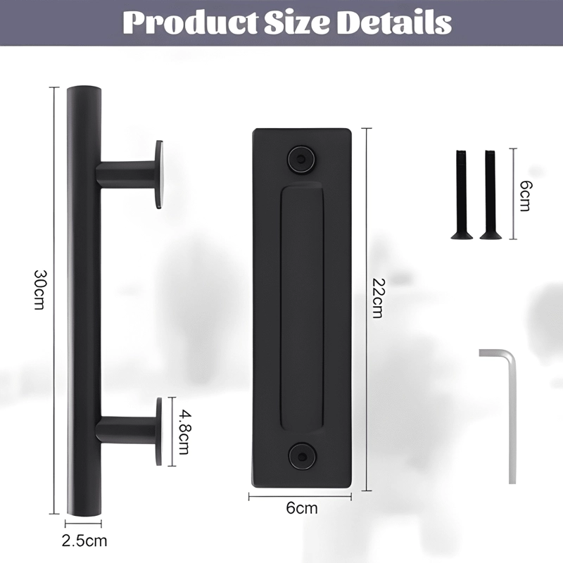MANILLA TIRADOR 30 CM PUERTA ESTILO GRANERO, NEGRO #2 - 2
