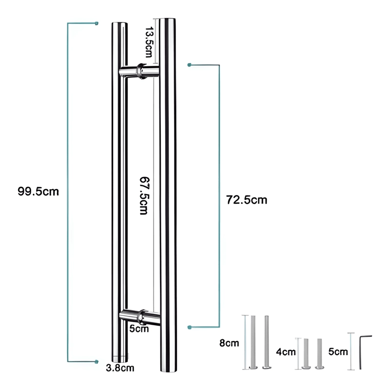 MANILLON DOBLE ACERO INOX 100 CM PUERTA MADERA Y CRISTAL #6 - 1