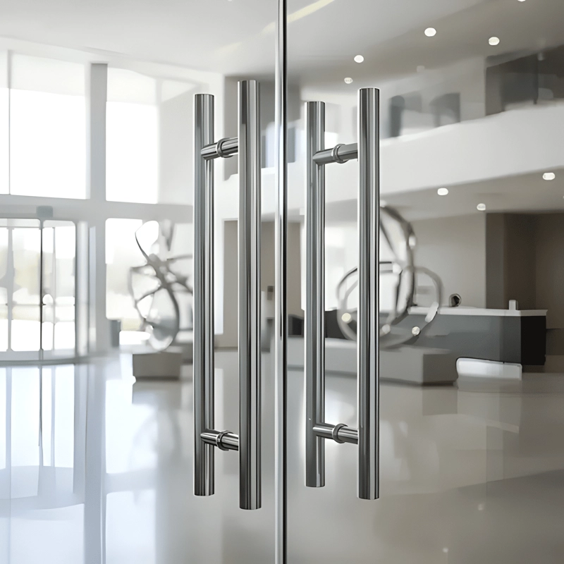 MANILLON DOBLE ACERO INOX 100 CM PUERTA MADERA Y CRISTAL #6 - 3