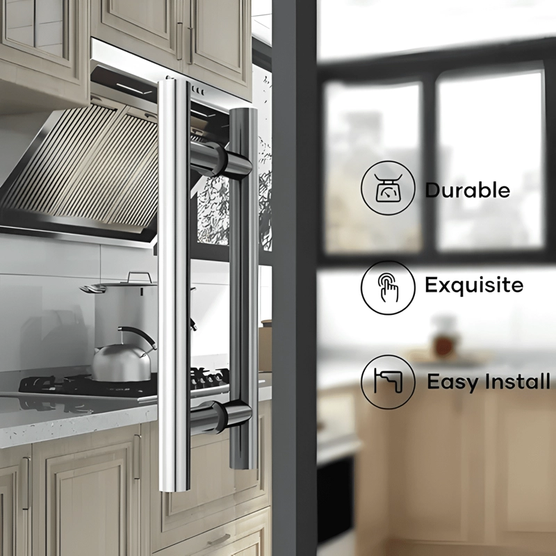 MANILLON DOBLE ACERO INOX 100 CM PUERTA MADERA Y CRISTAL #6 - 4