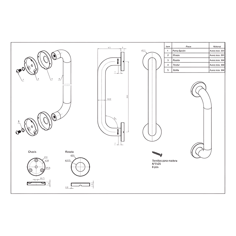 TIRADOR SIMPLE DE ACERO INOXIDABLE 304, LARGO 30 CM - 4