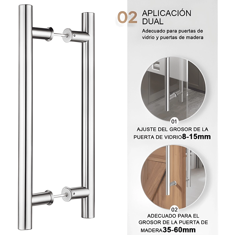 MANILLON DOBLE ACERO INOXIDABLE 50 CM TODA CLASE DE PUERTA - 3