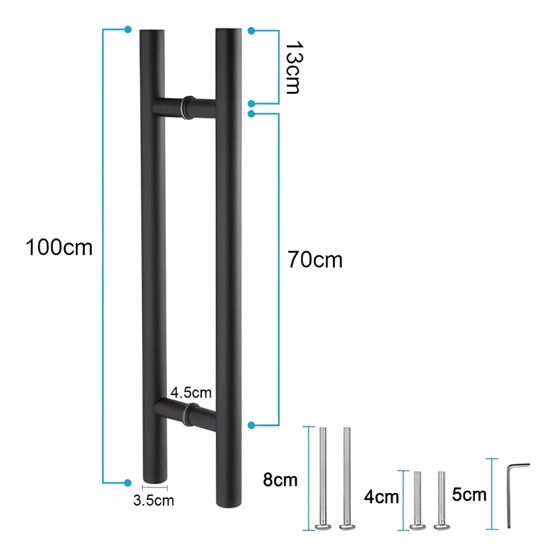MANILLON TUBO CUADRADO PARA PUERTAS DE MADERA 100 CM, NEGRO - 1