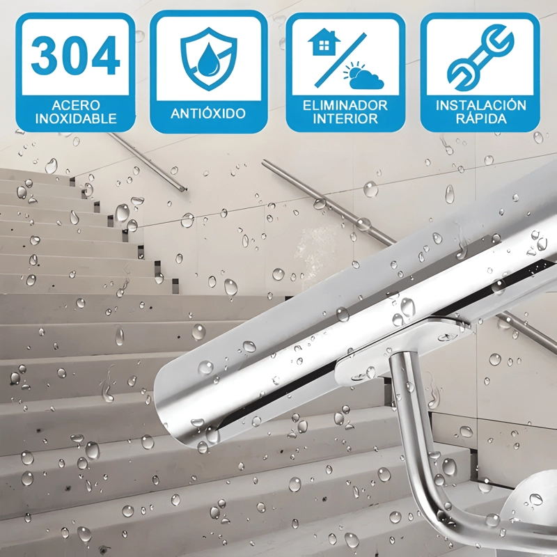 PASAMANOS INOX ESCALERAS 2 M CON SOPORTES, EMPALMABLE #3 - 4