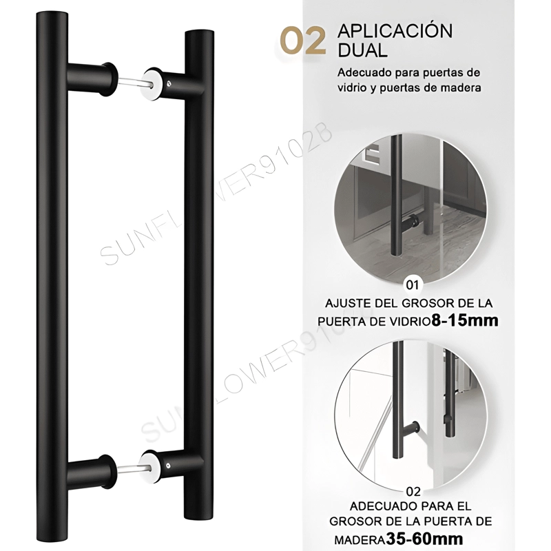 MANILLON DOBLE ACERO INOX 100 CM PUERTA MADERA Y CRISTAL #2 - 2