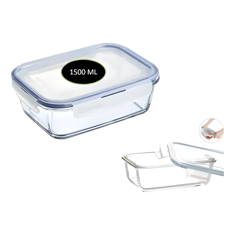 TAPER HERME TICO DE VIDRIO PARA COMIDA 1500 ML - 2