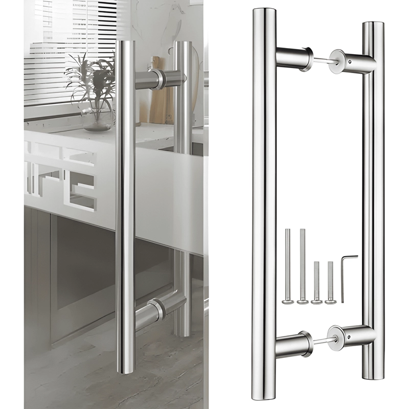 MANILLON PAR ACERO INOX 50 CM PUERTA MADERA, PLATA - 1