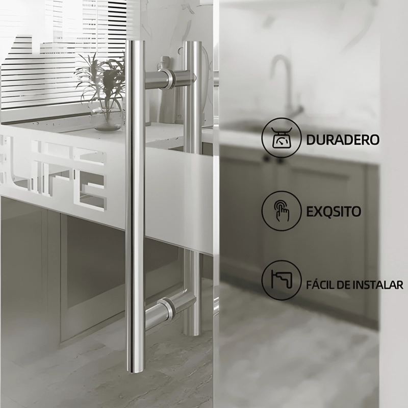 MANILLON PAR ACERO INOX 50 CM PUERTA MADERA, PLATA - 4