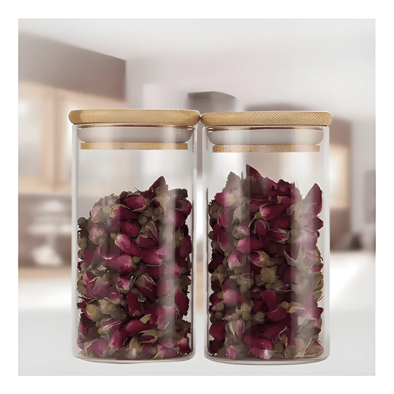 PACK 6 FRASCOS 700 ML PARA ESPECIAS TAPA BAMBU, TRANSPARENTE - 1