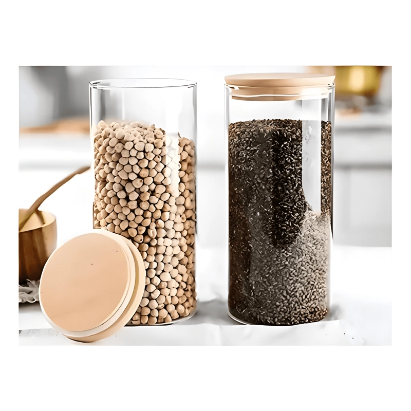 PACK 6 FRASCOS 700 ML PARA ESPECIAS TAPA BAMBU, TRANSPARENTE - 4