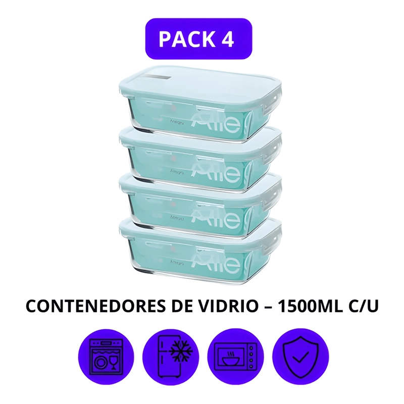 PACK 4 TAPER HERME TICO VIDRIO 1500 ML - 2
