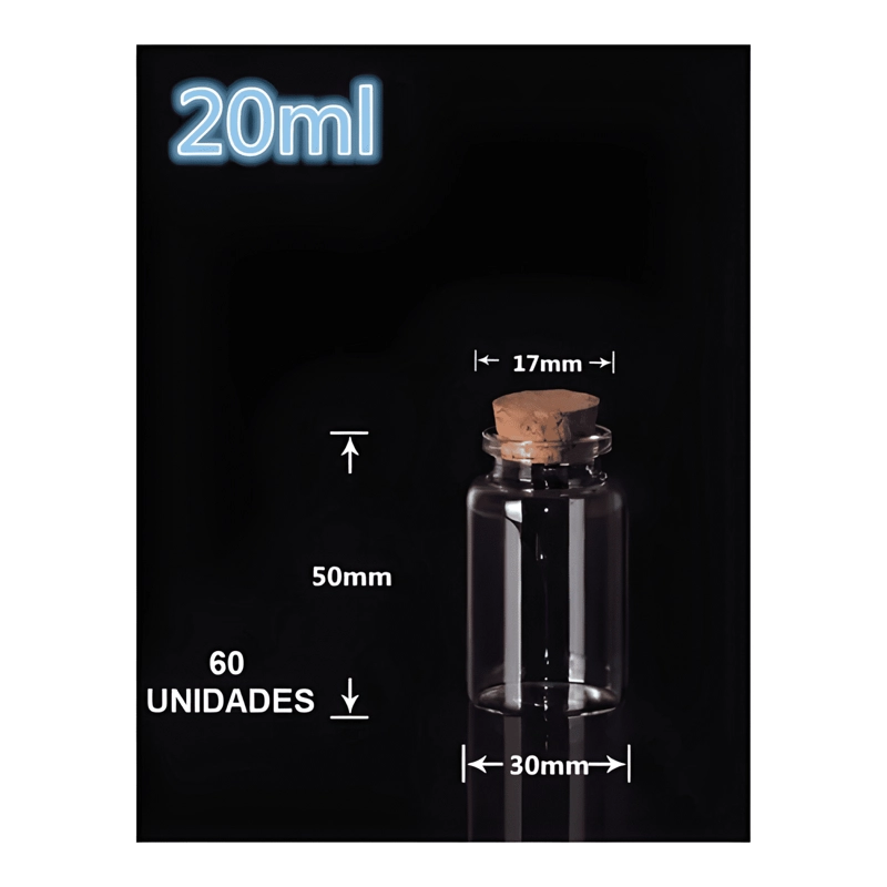 FRASCO BOTELLA VIDRIO CORCHO 30X50 MM 20 ML 60U - 1