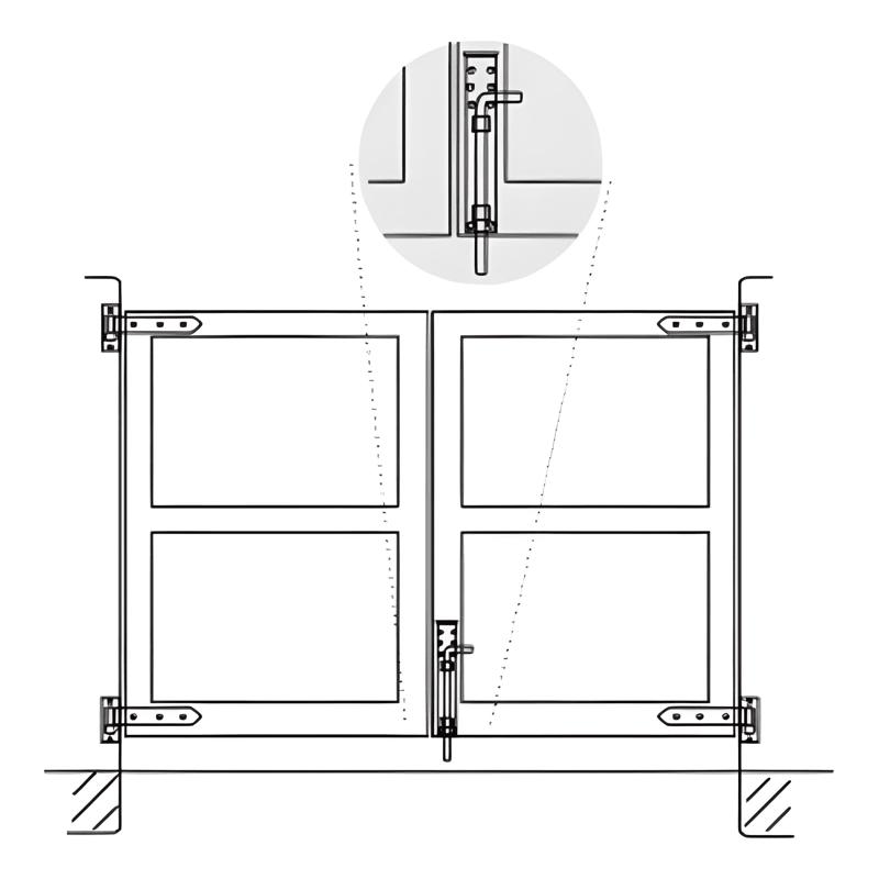 PICAPORTE VERTICAL AL PISO 40 CM HIERRO FORJADO PARA PORTON - 3