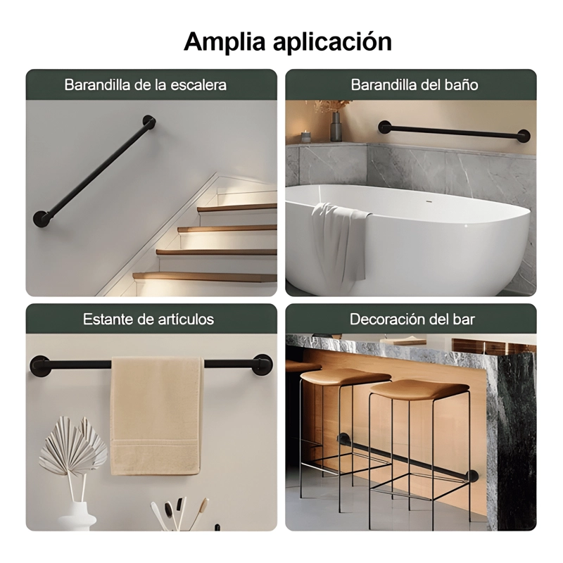 PASAMANOS DE TUBO ESCALERAS 1 M CON SOPORTES, PLATA #2 - 2