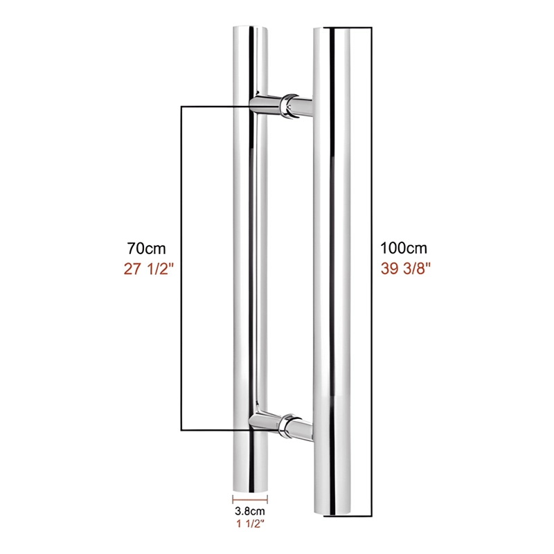 MANILLON DOBLE ACERO INOX 100 CM PUERTA MADERA Y CRISTAL #3 - 1