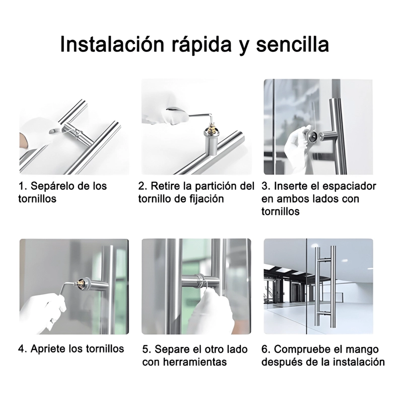 MANILLON DOBLE ACERO INOX 100 CM PUERTA MADERA Y CRISTAL #3 - 3