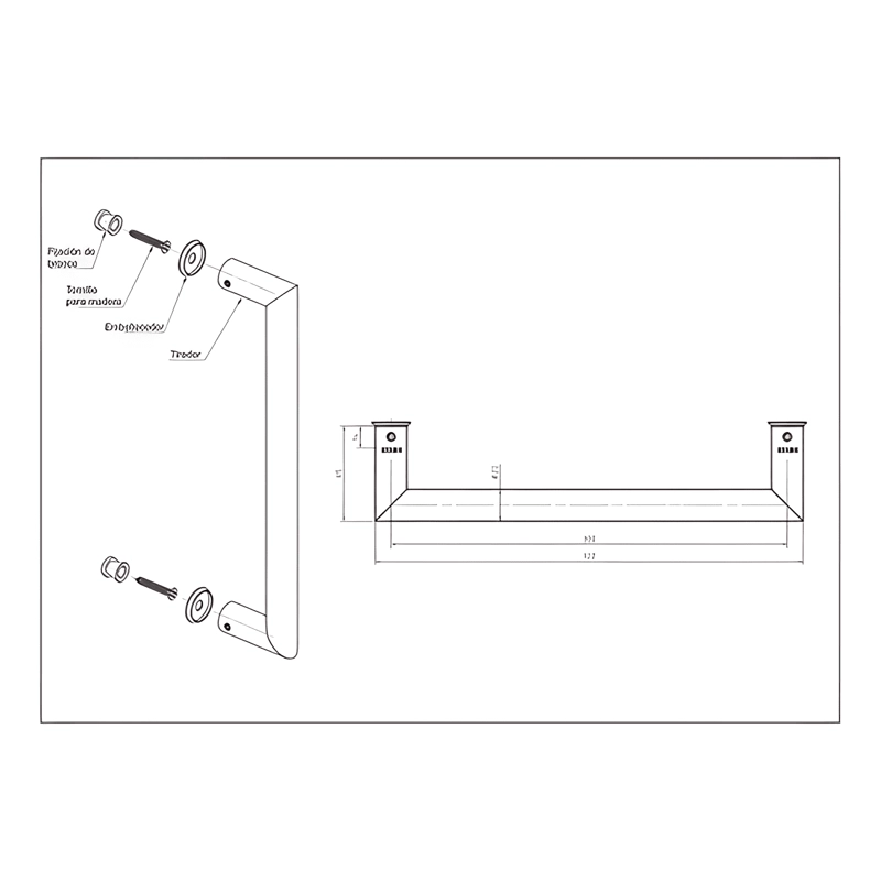 TIRADOR SIMPLE DE ACERO INOX 304, LARGO 30 CM #6 - 4