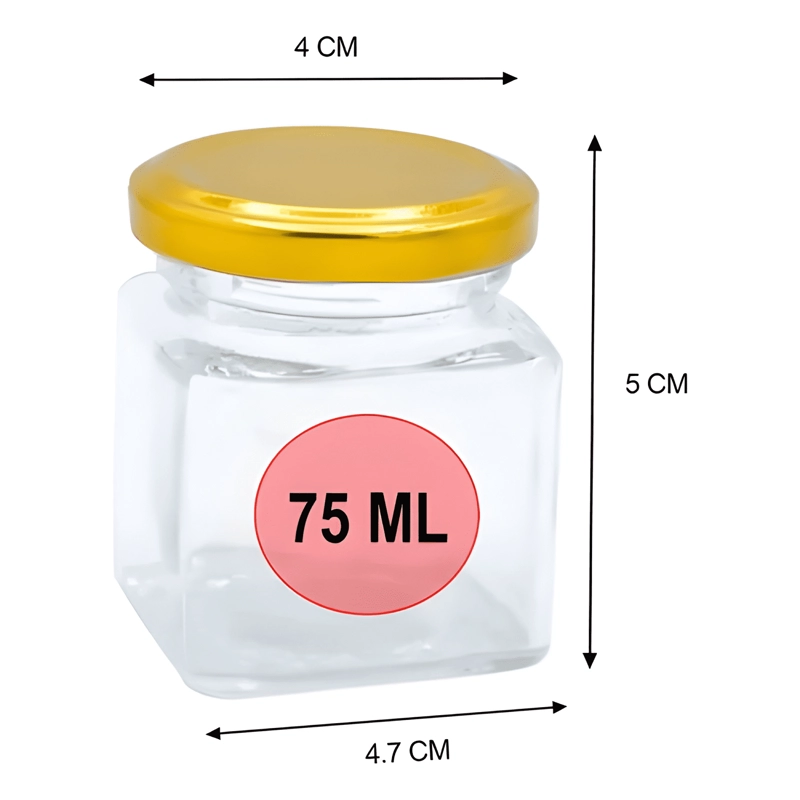 PACK 12 MINI FRASCO VIDRIO CUADRADO CON TAPA 75 ML - 1