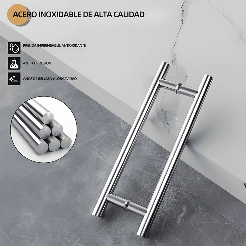 MANILLON DOBLE ACERO INOXIDABLE 50 CM PARA PUERTA MADERA #4 - 2