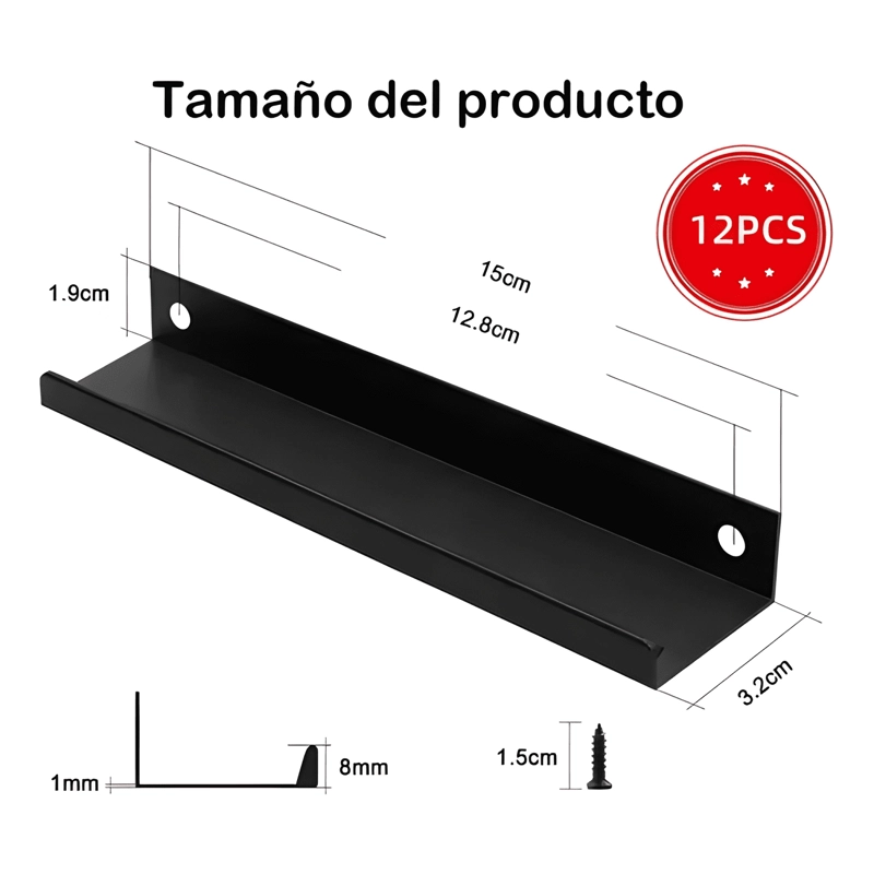 JALADERA OCULTA PERFIL L 15 CM PARA CAJONES Y PUERTA 12PZ - 1