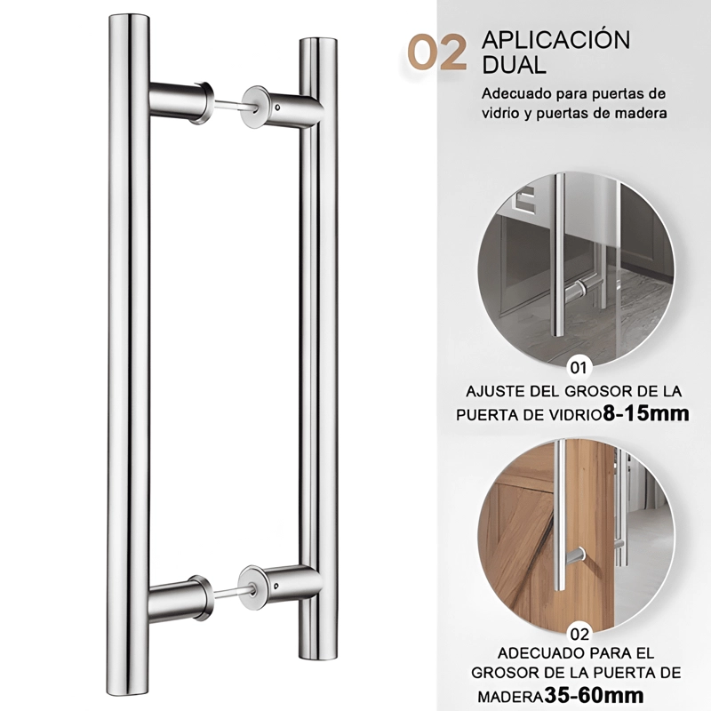 MANILLON DOBLE ACERO INOXIDABLE 50 CM PARA PUERTA MADERA #3 - 2