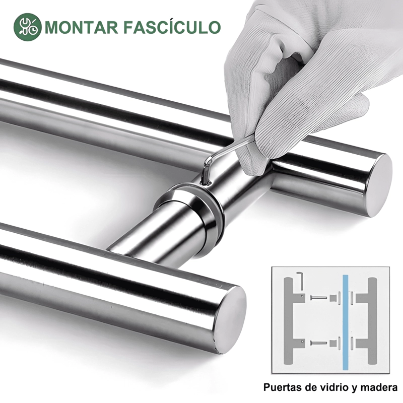 MANILLON DOBLE ACERO INOXIDABLE 50 CM PARA PUERTA MADERA #3 - 3
