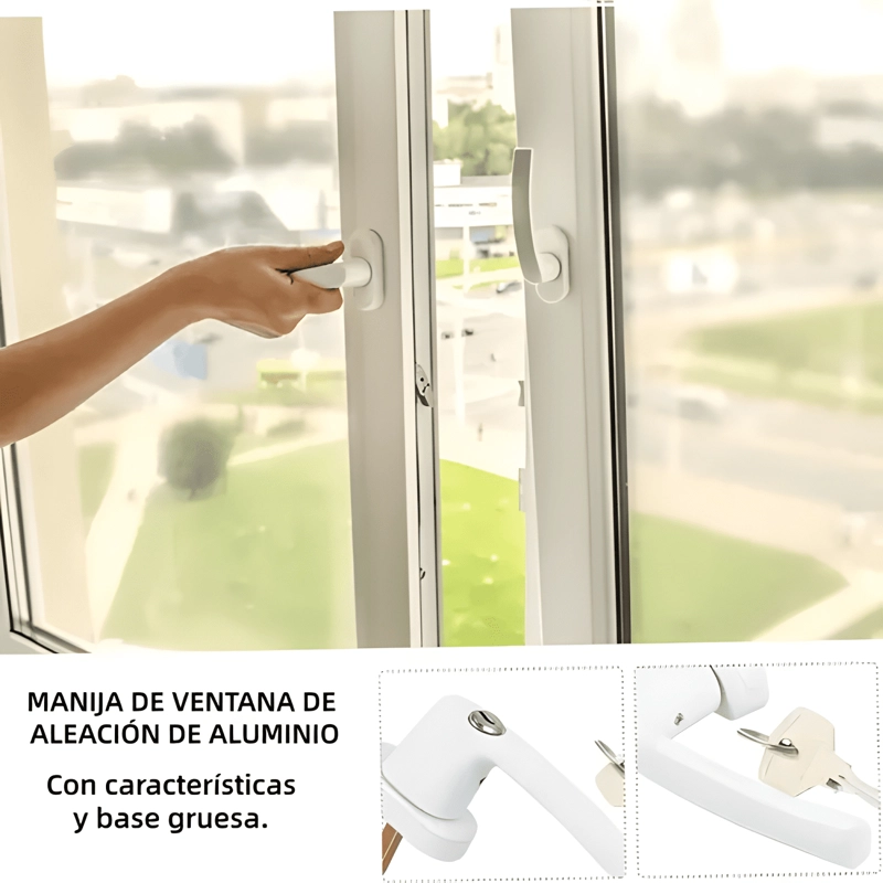 MANILLA RECTA DE ALUMINIO CON LLAVE PARA VENTANAS 4U - 3