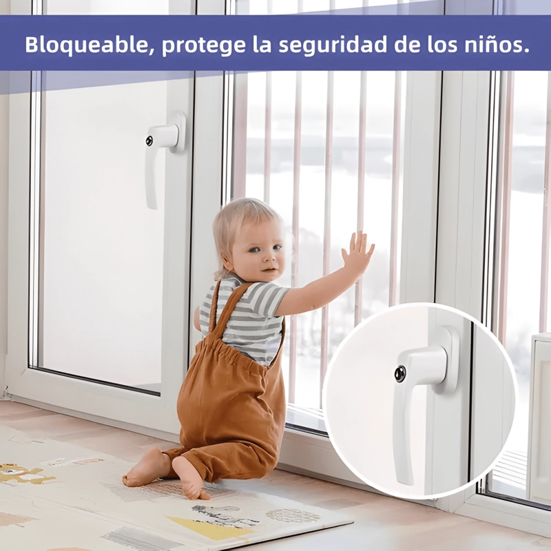 MANILLA RECTA DE ALUMINIO CON LLAVE PARA VENTANAS 4U - 4