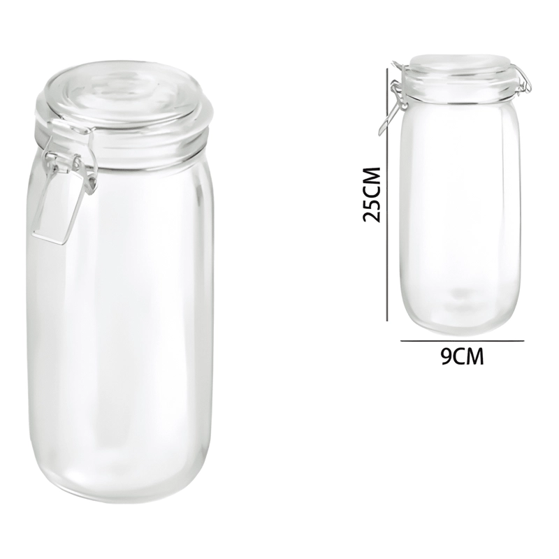 FRASCO TARRO CANISTER VIDRIO HERME TICO 2000 ML CON TAPA - 1