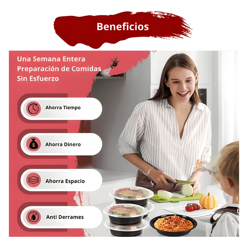 CONTENEDOR HERME TICO MEAL PREP REUTILIZABLE 946 ML 10U - 2