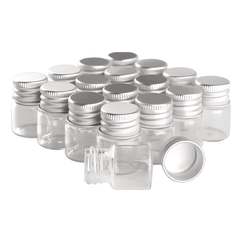 MINI BOTELLA FRASCO VIDRIO 3X3 CM 10 ML TAPA ROSCA 12U - 3