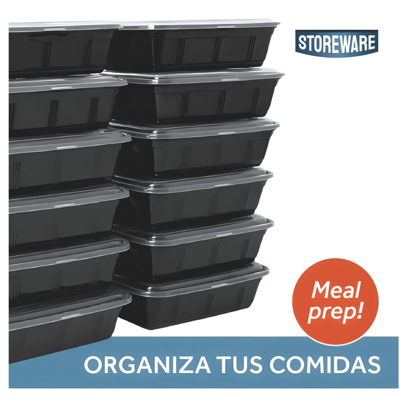 CONTENEDOR HERME TICO PLASTICO MEAL PREP 10U, NEGRO - 2